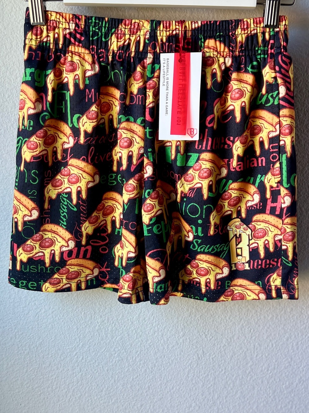 Baseball Lifestyle 101 Youth Large Pizza Mesh Shorts NWT